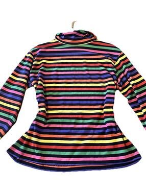 Vintage Avon Turtleneck Sweater SNUGGLY SOFT Rainbow Dopamine Kidcore Sz L